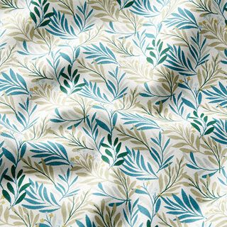 Tissu en coton Cretonne Branches tendres – blanc/pétrole légère, 