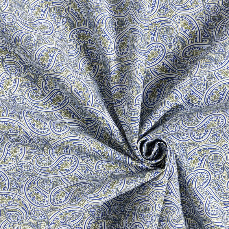 Tissu pour chemise Motif paisley superposé – indigo/olive, image number 3