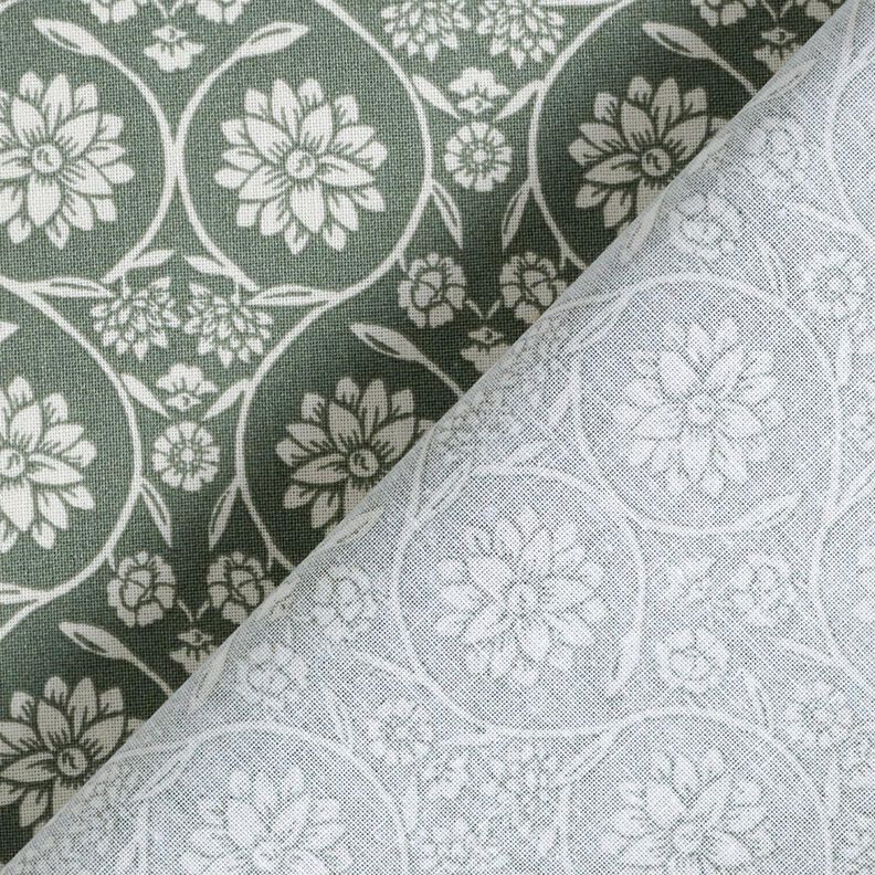 Tissu en coton Cretonne Fleurs et rameaux – roseau/blanc, image number 4