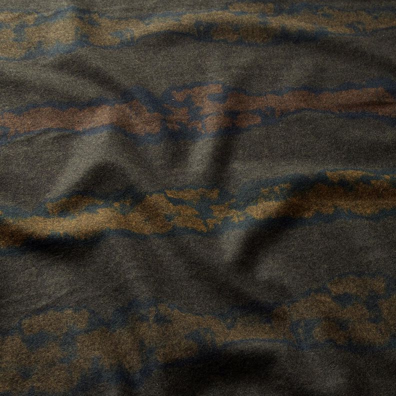 Jersey romanite tissu gratté avec lignes d’eau – marron foncé/noir,  image number 2