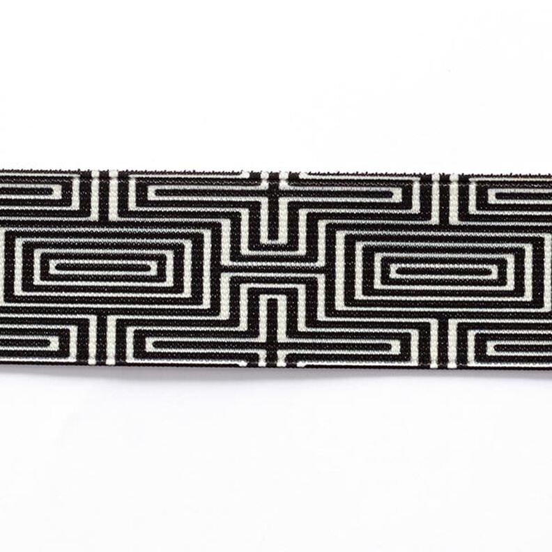 Ruban élastique Labyrinthe [ 3,5 cm ] – noir/blanc,  image number 1