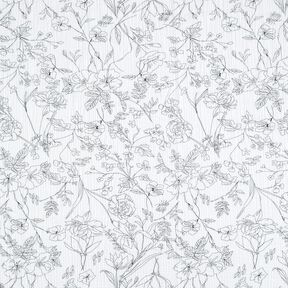 Tissu double gaze de coton Prairie fleurie peinte – blanc/noir, 