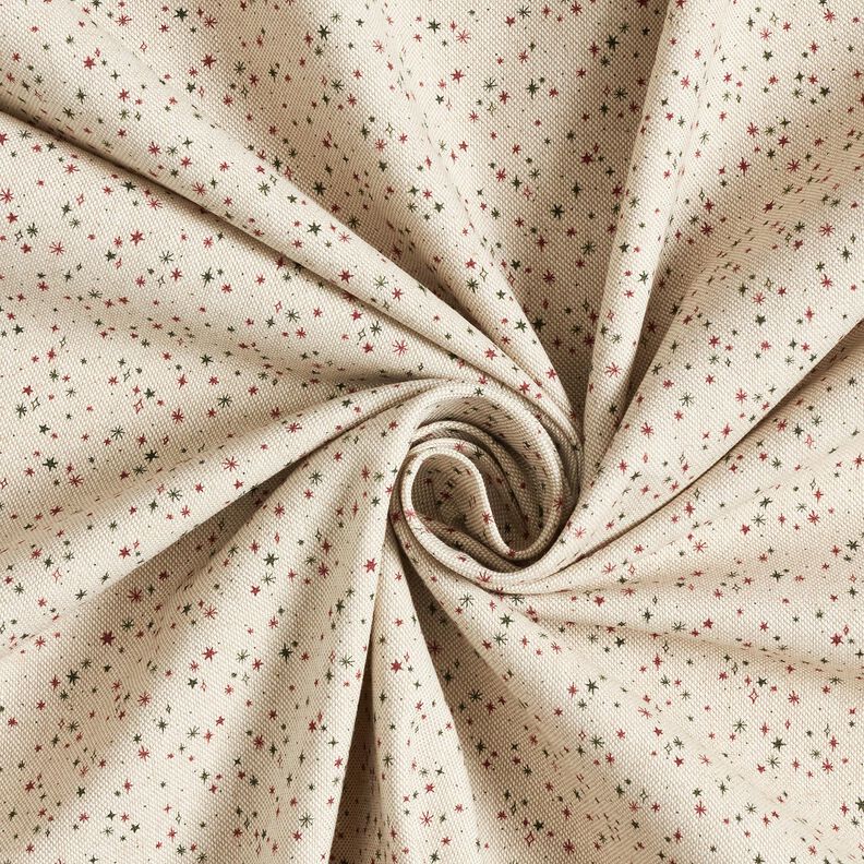 Tissu de décoration Semi-panama étoiles festives – nature/carmin,  image number 3