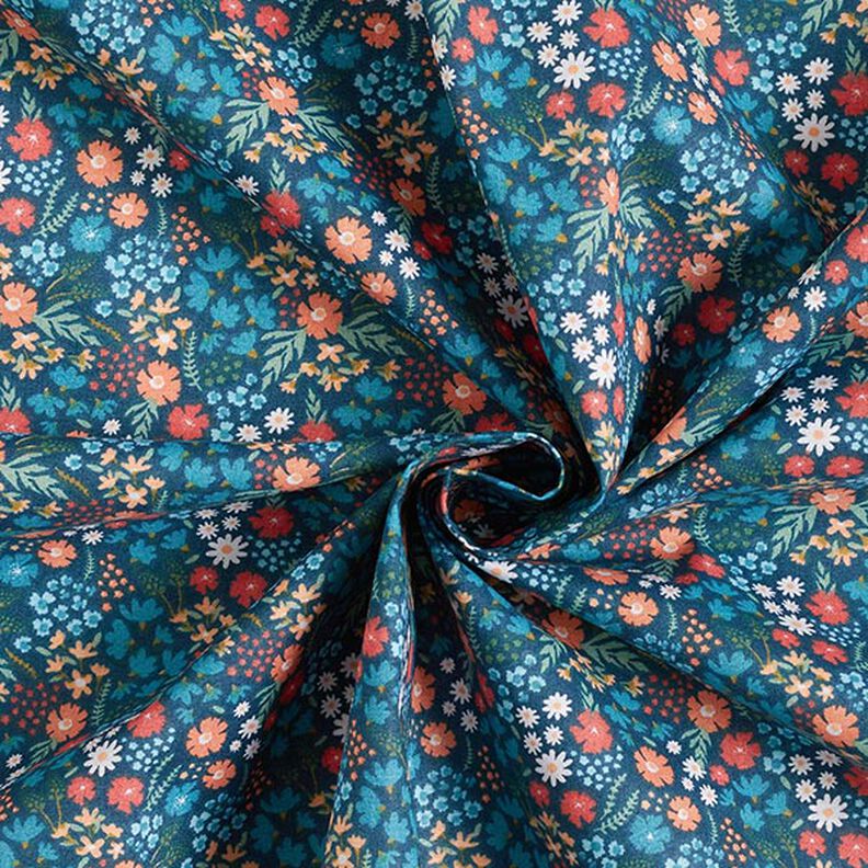 Popeline de coton bio Jolies fleurs – bleu océan,  image number 3