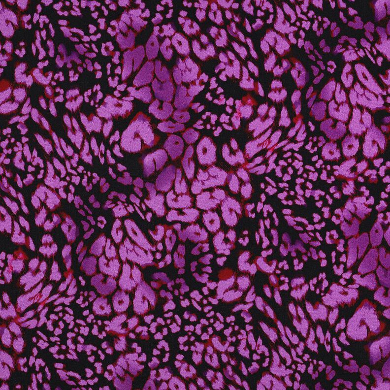 Viscose stretch impression numérique léopard – noir/lilas rouge,  image number 1