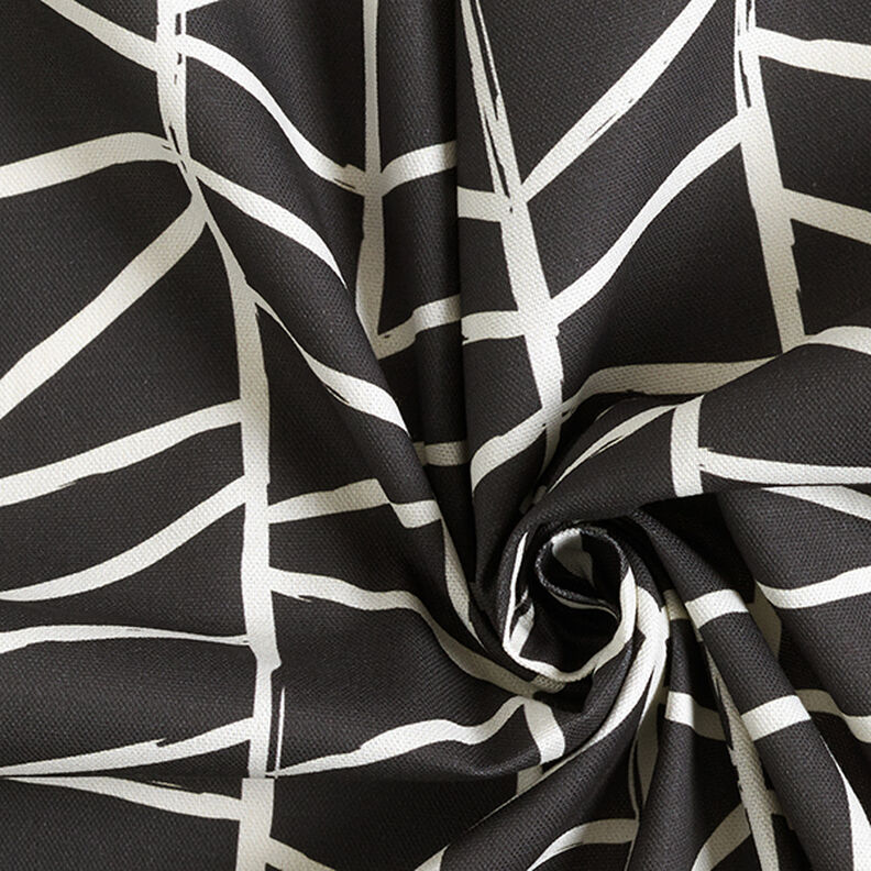 Tissu de décoration Semi-panama Lignes abstraites – ivoire/noir,  image number 3