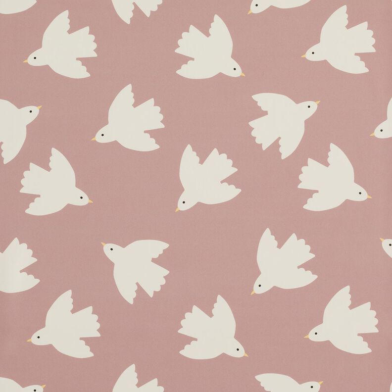 Tissu pour veste de pluie Oiseaux Impression numérique – vieux rose clair,  image number 1