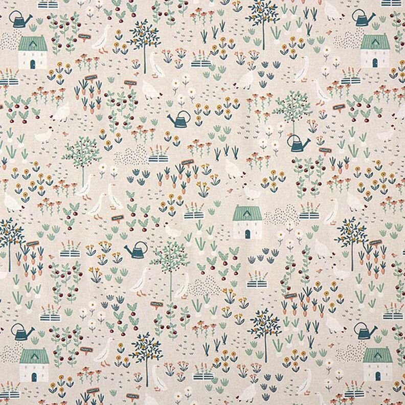 Tissu de décoration Semi-panama ferme – nature/vert,  image number 1
