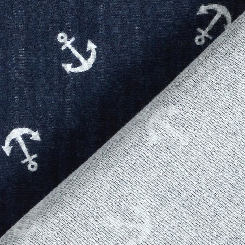 Tissu double gaze de coton Ancre – bleu marine/blanc,  image number 4