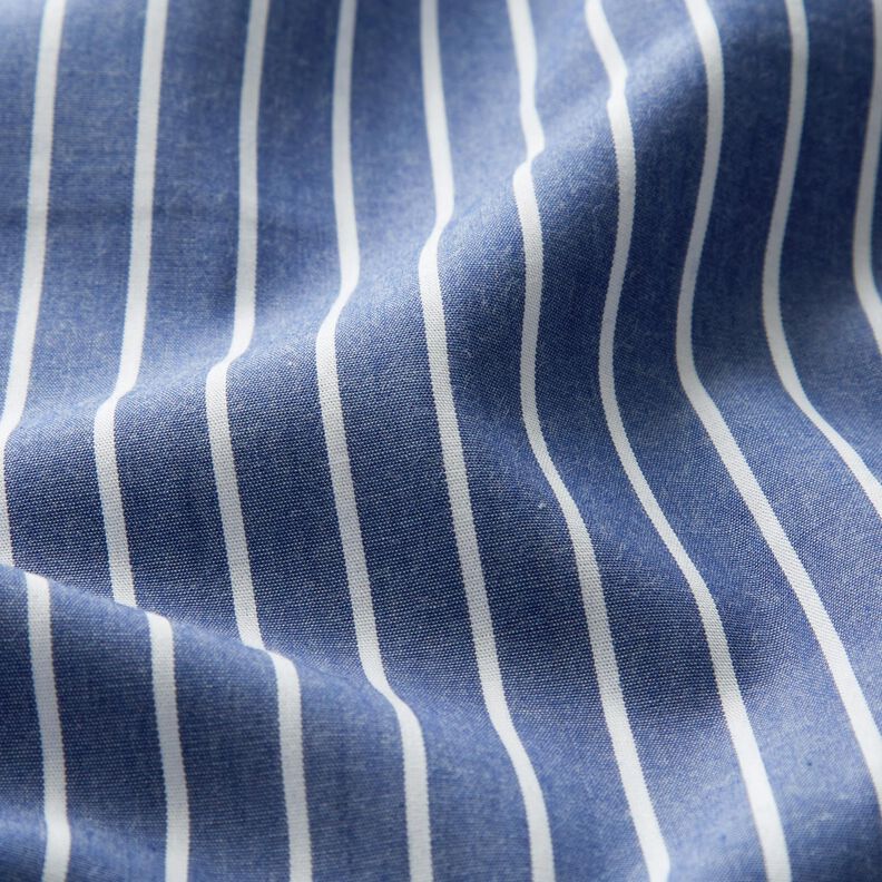 Tissu de coton Rayures – bleu jean/blanc, image number 2