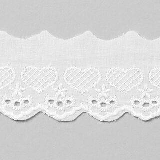Dentelle festonnée Petits cœurs [50 mm] - blanc, 