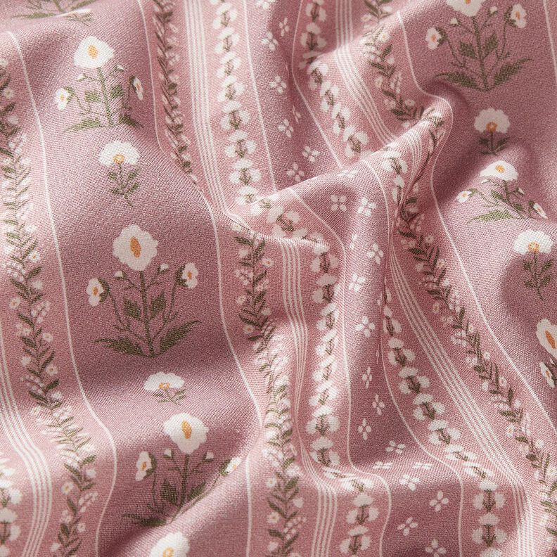 Tissu en coton Popeline guirlandes de fleurs – vieux rose/écru, image number 2