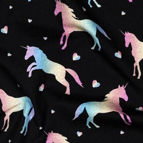 Jersey coton Licornes arc-en-ciel Impression numérique | Poppy Fabrics – noir, 