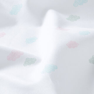 GOTS popeline coton aspect griffonnage nuages | Tula – blanc, 