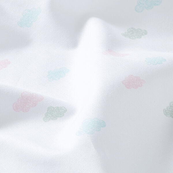 GOTS popeline coton aspect griffonnage nuages | Tula – blanc,  image number 2
