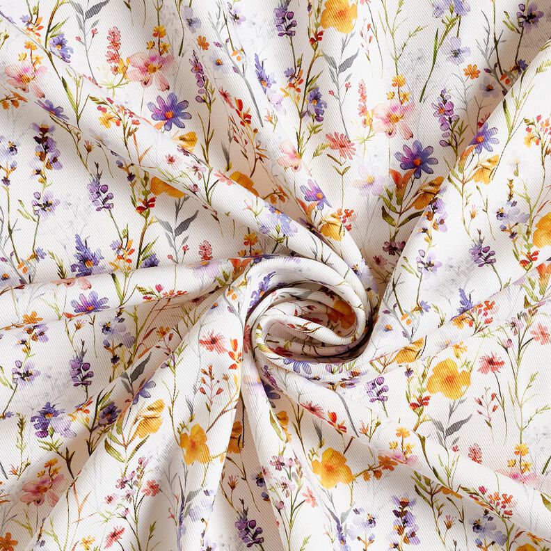Tissu de décoration Sergé coton Fleurs sauvages – ivoire/lilas, image number 3