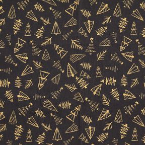 Tissu en coton Cretonne sapins élégants – noir/or, 