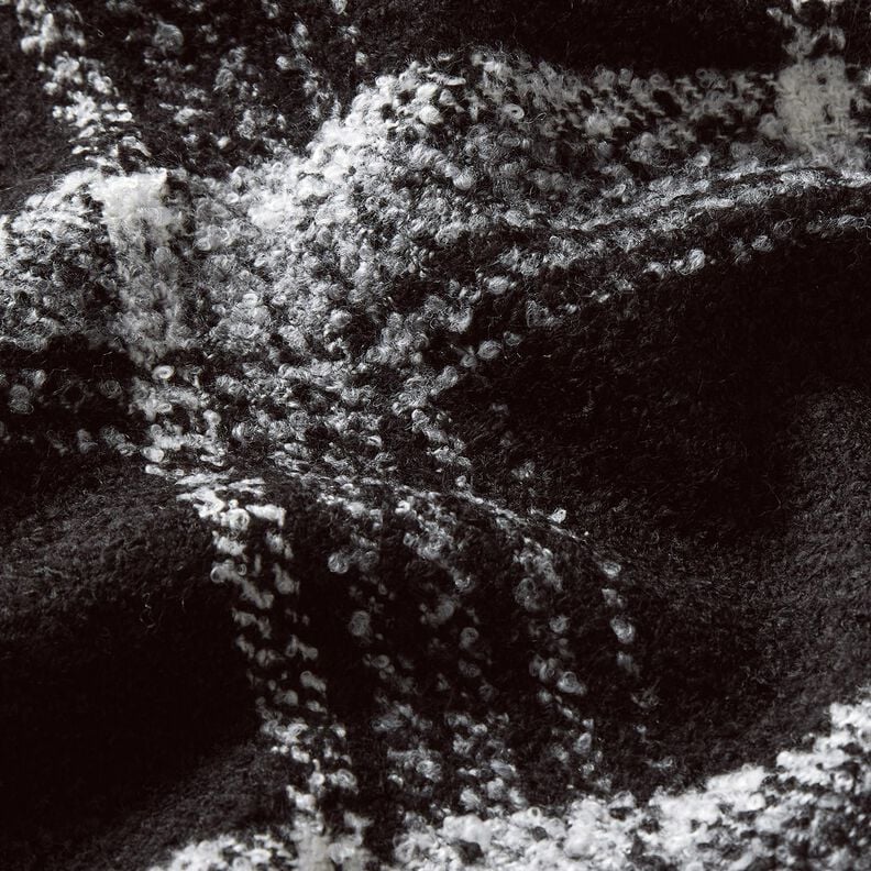 Tissu pour manteau Tissu bouclette à carreaux – noir/blanc,  image number 6