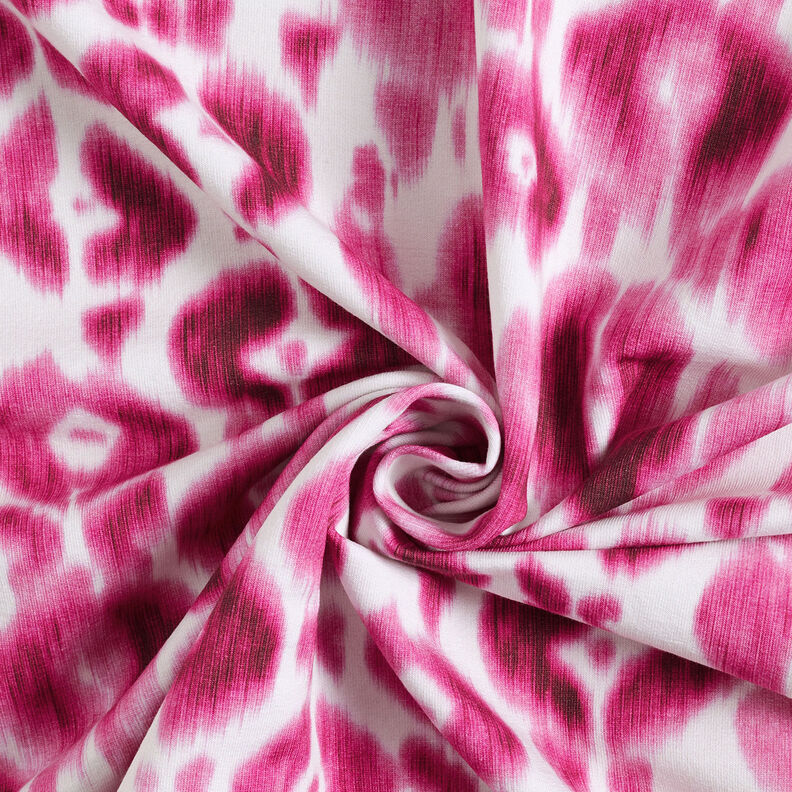 GOTS French Terry Batik motif léopard | TCC x LOOKS by Wolfgang Joop – pourpre/blanc,  image number 5