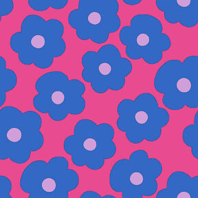 Popeline coton Big Flower | Nerida Hansen – rose intense/bleu jean, 