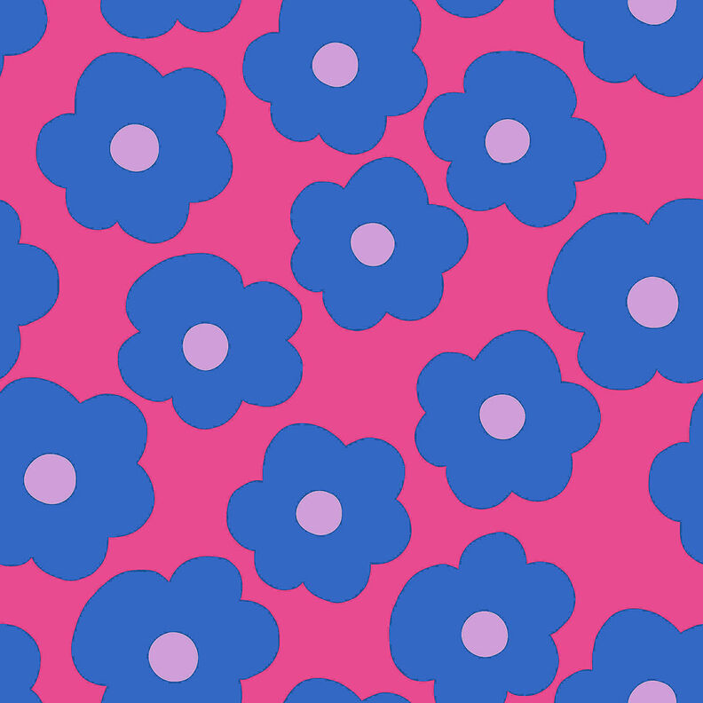 Popeline coton Big Flower | Nerida Hansen – rose intense/bleu jean,  image number 1