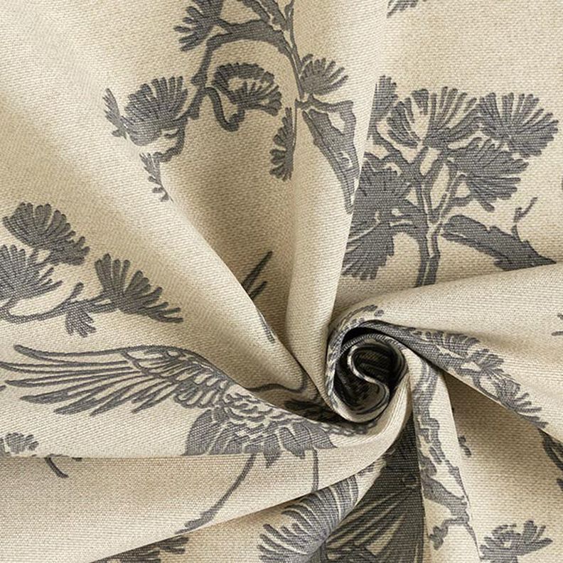 Tissu décoratif Toile Grue chinoise – sable/gris,  image number 3