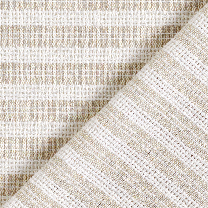 Tissu de coton Structure quadrillée à rayures horizontales – beige/blanc,  image number 5