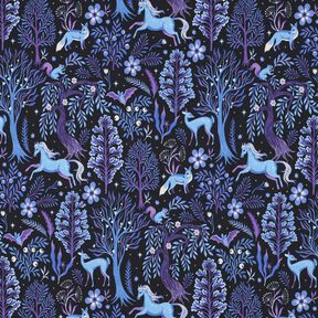 French Terry Sweat d’été Forêt de conte de fée Impression numérique | Poppy Fabrics – bleu, 