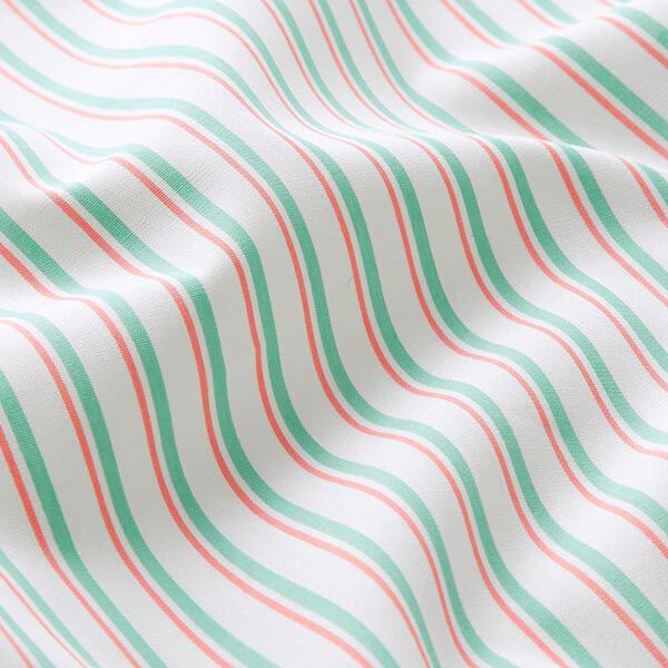 Tissu en coton à rayures irrégulières – vert/blanc,  image number 2