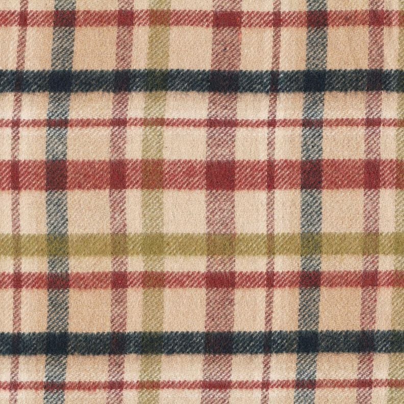 Tissu pour manteau à carreaux double face – beige/marron, image number 1