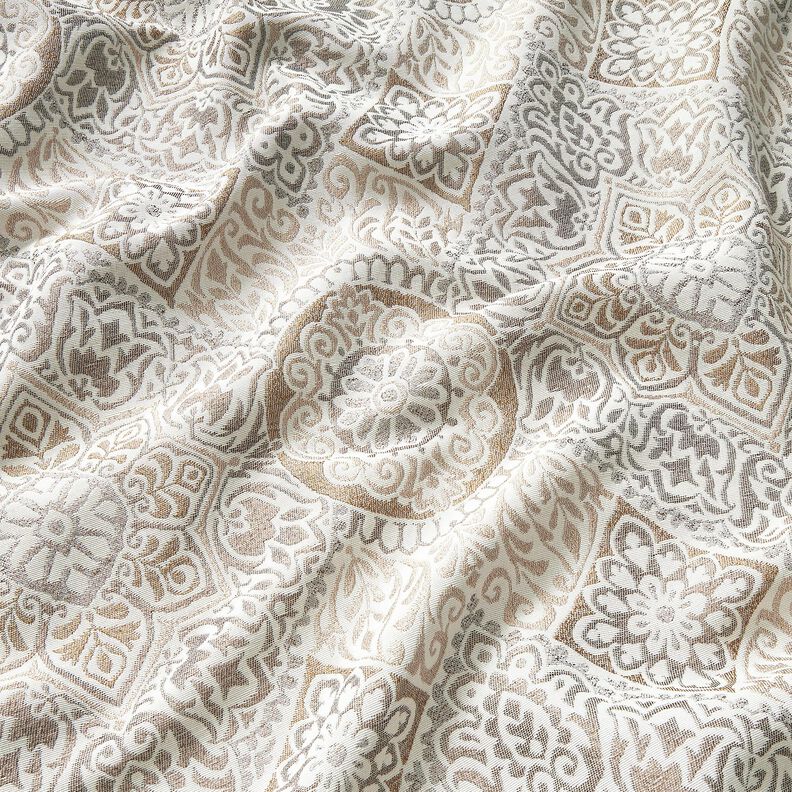Tissu de décoration Jacquard carreaux élégants – anémone/beige clair,  image number 2