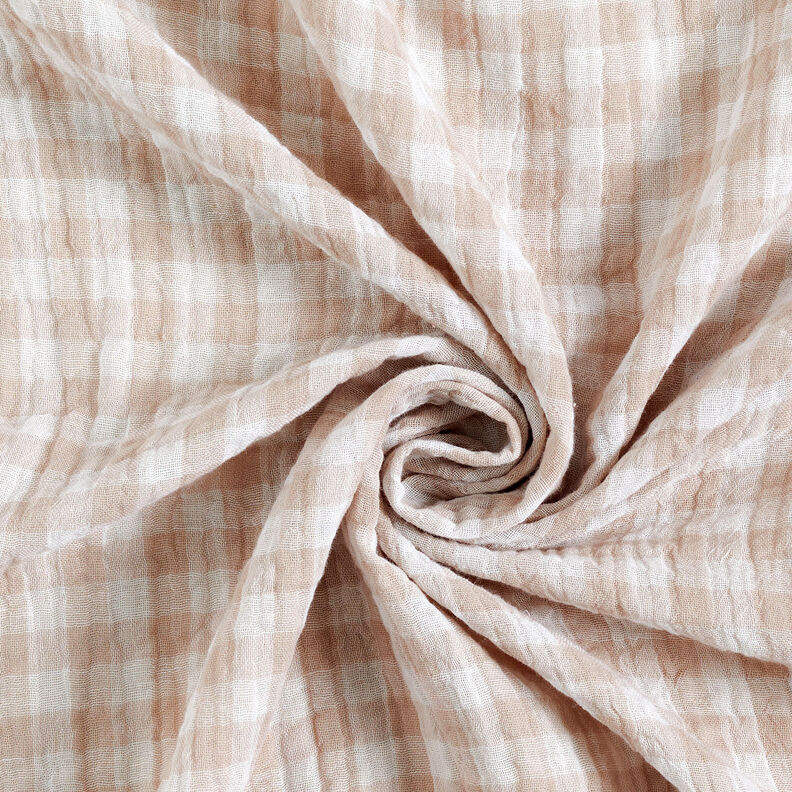 Tissu double gaze de coton Carreaux vichy à fil teinté – nature/blanc,  image number 5
