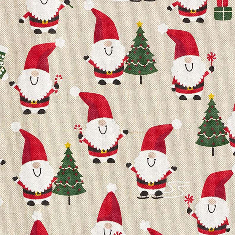 Tissu de décoration Semi-panama pères Noël joyeux – nature,  image number 6
