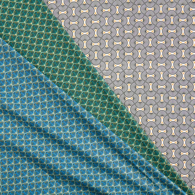 Coton enduit Éventails élégants – bleu,  image number 6