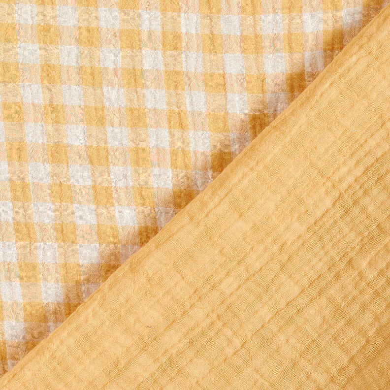 Tissu double gaze de coton Carreaux vichy à fil teinté – or ancien/blanc,  image number 1