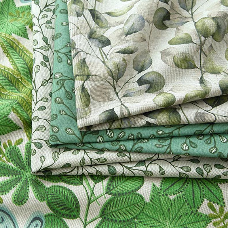 Tissu de décoration Semi-panama feuilles de peuplier – nature/olive foncé, image number 5