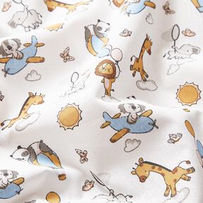 Popeline coton Bébés animaux sur les nuages – blanc, 