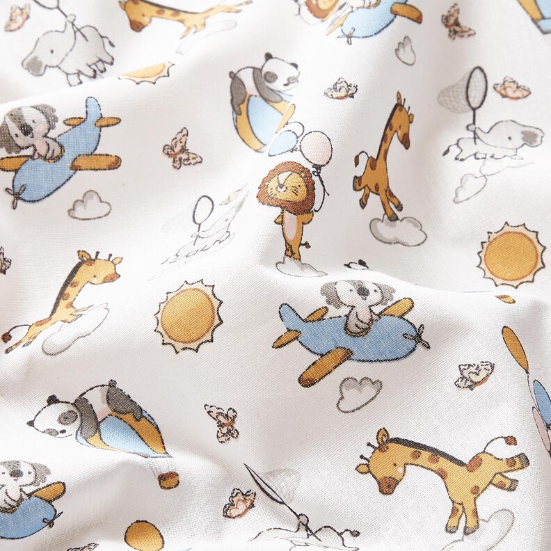 Popeline coton Bébés animaux sur les nuages – blanc,  image number 2