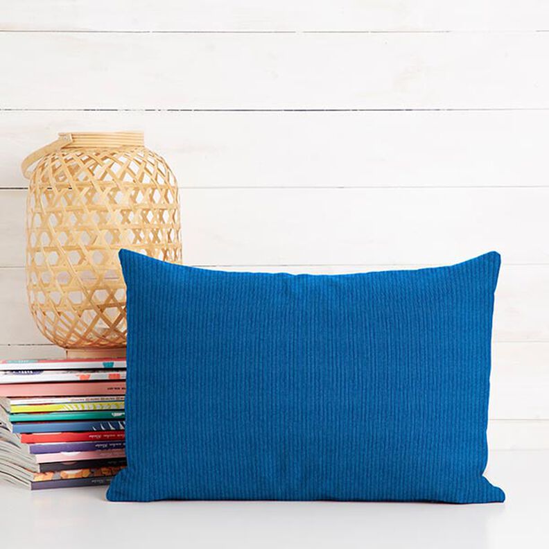 Velours côtelé large prélavé Uni – bleu jean, image number 8