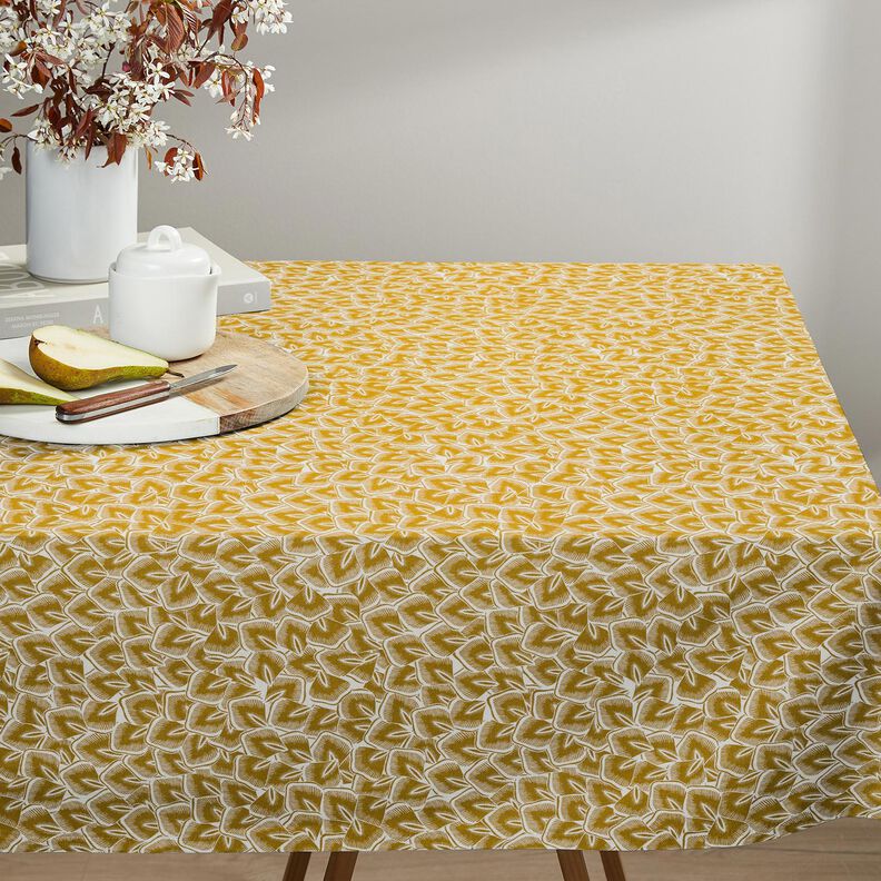 Tissu en coton Cretonne Feuilles abstraites – moutarde/ivoire,  image number 8