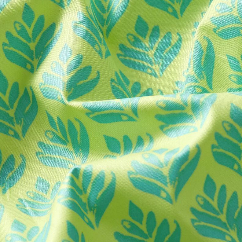 Coton enduit Sujets abstraits – jaune citron/bleu aqua,  image number 2