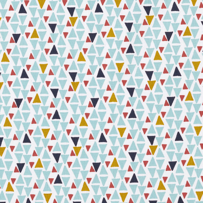 Tissu en coton Cretonne mini-triangles – bleu aqua/blanc,  image number 1