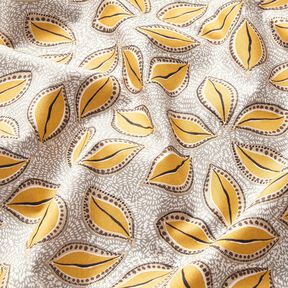 Tissu en coton Cretonne Feuilles artistiques – jaune curry, 