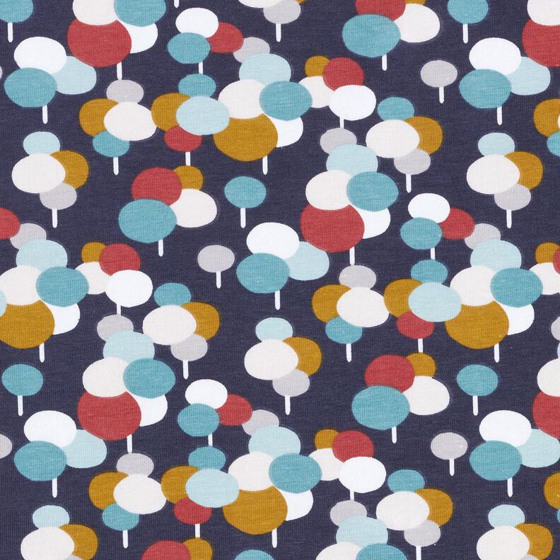 Jersey coton Arbres en petits points – bleu nuit,  image number 1