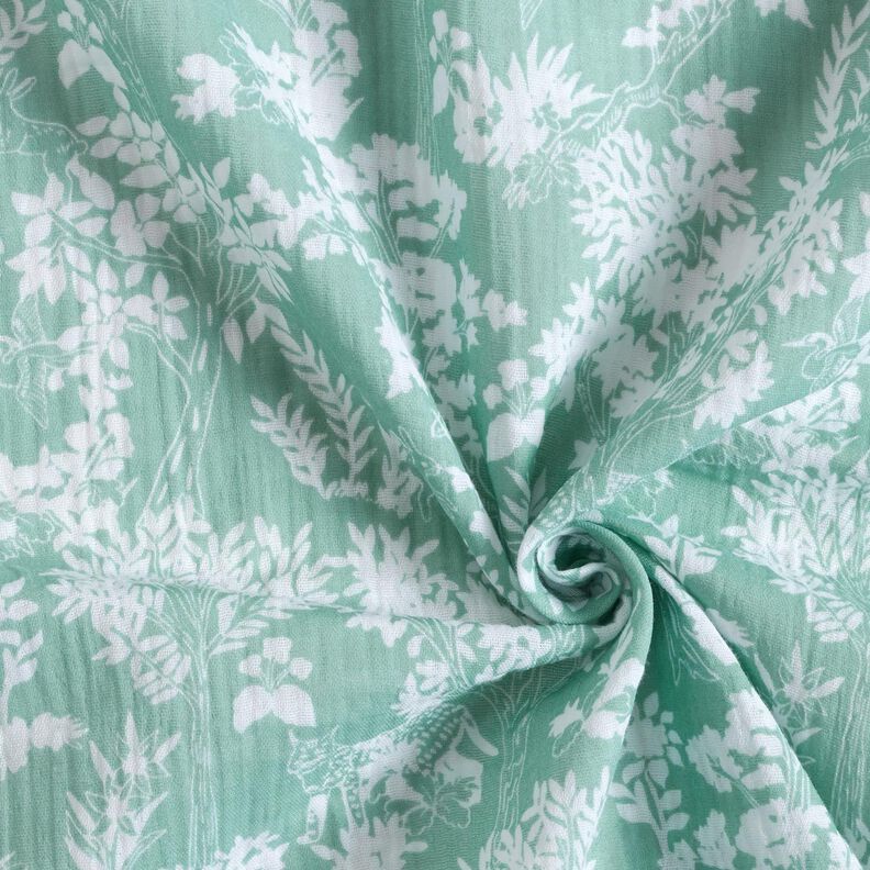 Tissu double gaze de coton Blumenmuster – eucalyptus/blanc,  image number 3