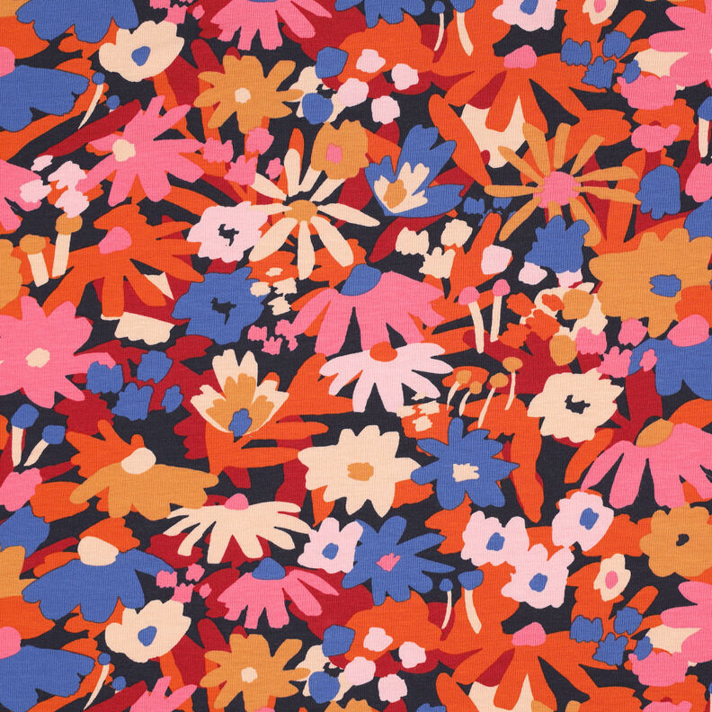 GOTS Jersey coton Pop Blossom | Nerida Hansen – bleu nuit,  image number 1