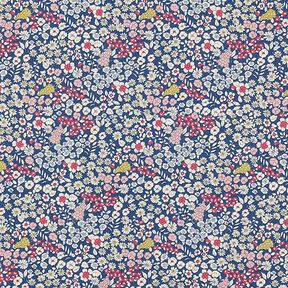 Tissu de décoration Semi-panama Petites fleurs – bleu marine, 