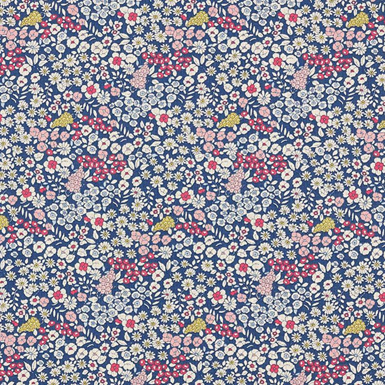 Tissu de décoration Semi-panama Petites fleurs – bleu marine,  image number 1