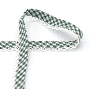 Biais Vichy à carreaux avec bordure au crochet [20 mm] – vert foncé, 