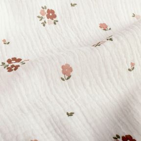 Tissu double gaze de coton Fleurs – blanc, 